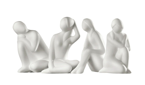 Figurina Decorativa Silueta Feminina, Ceramica, Crem