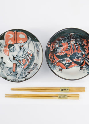 Set 2 Boluri Asakusa Tayo cu Betisoare, Portelan, 550 ml