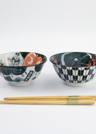 Set 2 Boluri Asakusa Tayo cu Betisoare, Portelan, 550 ml
