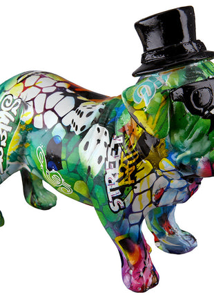 Figurina Decorativa Bulldog Street Art, Rasina Sintetica, Multicolor
