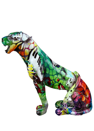 Figurina Decorativa Cheetah Street Art, Rasina Sintetica, Multicolor