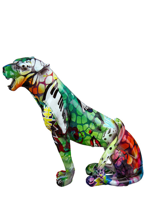 Figurina Decorativa Cheetah Street Art, Rasina Sintetica, Multicolor