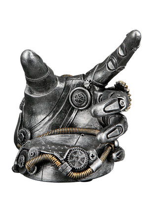 Suport pentru Sticla Steampunk Hand, Rasina Sintetica, Argintiu