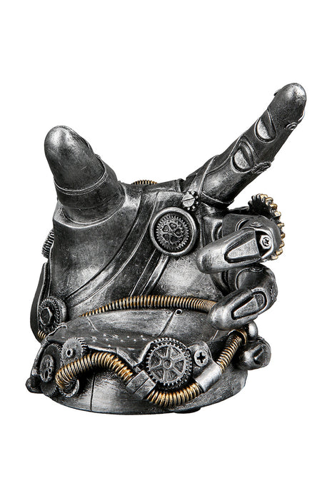 Suport pentru Sticla Steampunk Hand, Rasina Sintetica, Argintiu