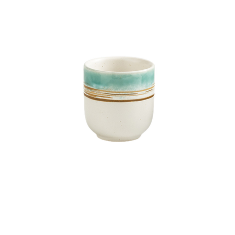 Cana Ceramica Japoneza, Alb cu Turcoaz, 180 ml