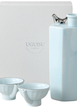 Set Japonez pentru Sake Uguisu, Portelan Celadon