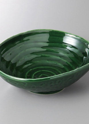Bol Ceramic Japonez, Verde Oribe, 23.3 cm