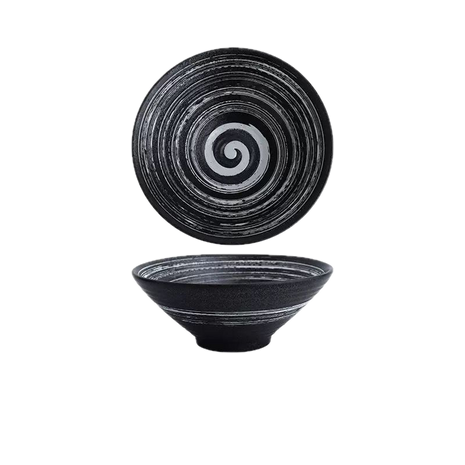 Bol de Ramen Ceramic Spiral Negru, Diverse Marimi