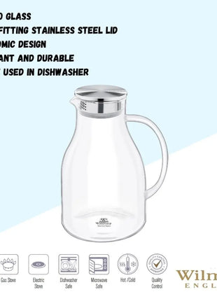 Carafa Termorezistenta din Sticla Borosilicata cu Capac Metalic, 2500 ml