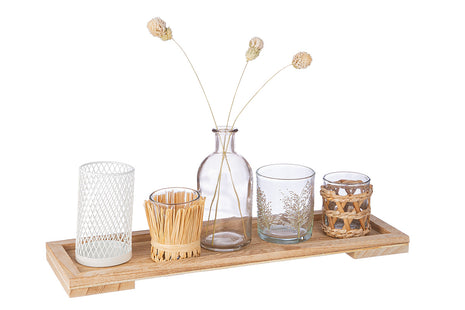 Ansamblu Decorativ Nature cu Suporturi pentru Lumanari si Vaza