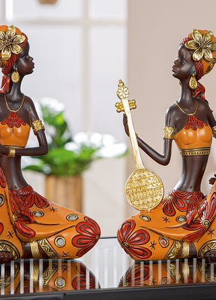 Set Figurine Decorative Femeie African Beat, Rasina Sintetica