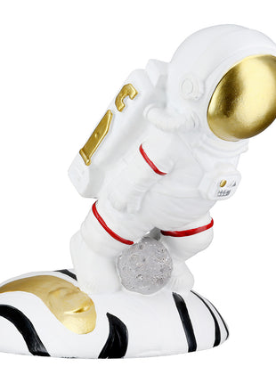 Suport Decorativ pentru Sticla Astronaut, Rasina Sintetica, Alb si Auriu