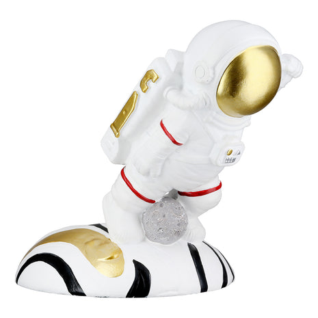 Suport Decorativ pentru Sticla Astronaut, Rasina Sintetica, Alb si Auriu