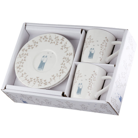 Set 2 Cesti Espresso cu Farfurioare Moments, Portelan, Alb