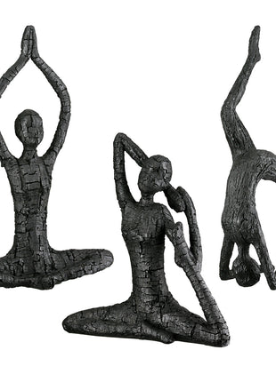 Set 3 Figurine Decorative Yoga, Rasina Sintetica, Negru