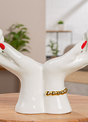 Decoratiune Hands, Ceramica, Alb