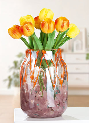 Set 2 Buchete Decorative cu Lalele Artificiale, Galben si Portocaliu, 33 cm