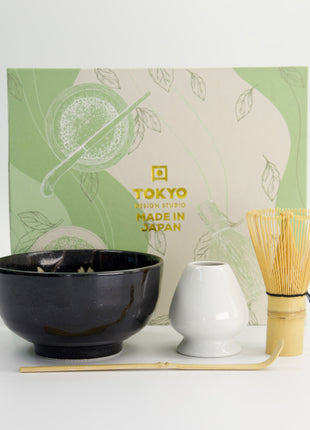 Set Japonez pentru Matcha Sakura Black, 4 Piese