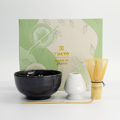 Set Japonez pentru Matcha Sakura Black, 4 Piese