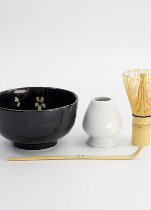 Set Japonez pentru Matcha Sakura Black, 4 Piese