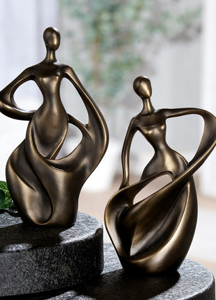 Set 2 Figurine Decorative Dancing Queen, Rasina Sintetica, Auriu