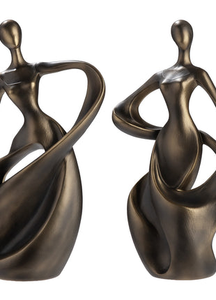Set 2 Figurine Decorative Dancing Queen, Rasina Sintetica, Auriu