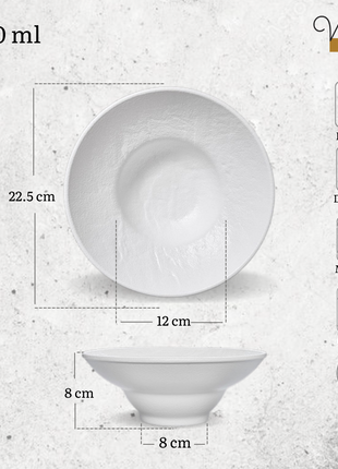 Set 3 Farfurii Adanci din Portelan Fin, 1100 ml