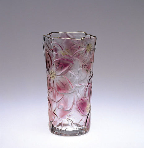 Vaza Florala cu Relief Roz, 23.5 cm