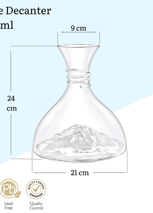Decanter pentru Vin cu Design Munte din Sticla Cristalina, 1500 ml