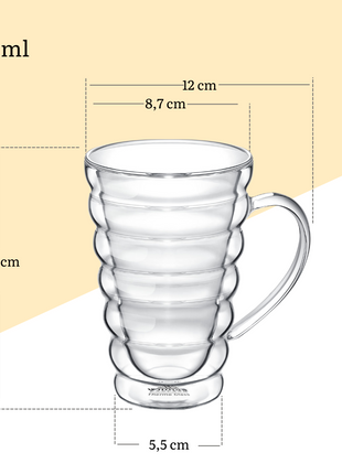 Cana cu Perete Dublu din Sticla Termorezistenta, 300 ml