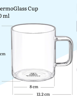 Set 6 Cani din Sticla Borosilicata Termorezistenta, 400 ml