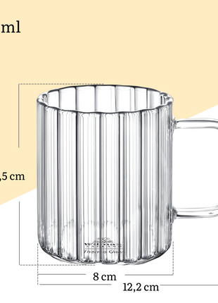 Set 6 Cani din Sticla Termorezistenta, 400 ml