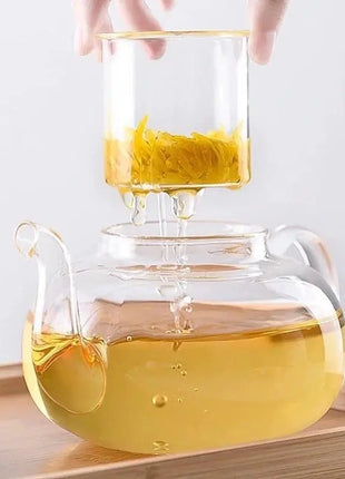 Ceainic din Sticla Borosilicata Termorezistenta cu Filtru din Sticla