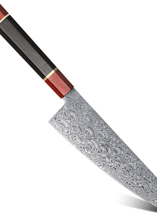 Cutit Kiritsuke 20 cm din Otel Damasc 110 Straturi Dual Core cu Maner Lemn Rosewood si Abanos