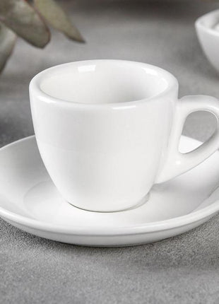 Set 6 Cesti Cafea cu Farfurioara din Portelan Fin, 75 ml