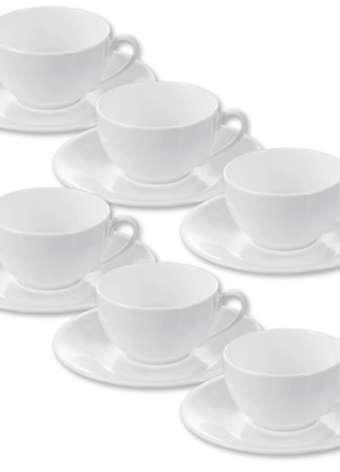 Set 6 Cesti de Cafea cu Farfurioara din Portelan, 80 ml