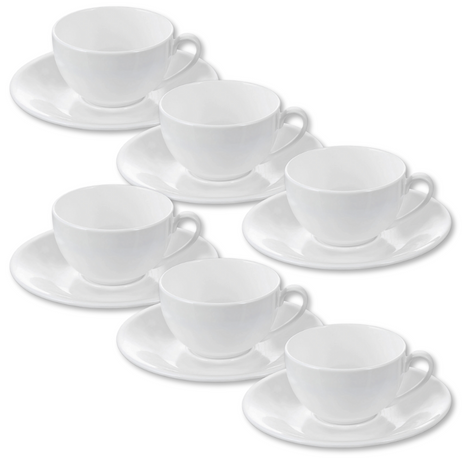Set 6 Cesti de Cafea cu Farfurioara din Portelan, 80 ml