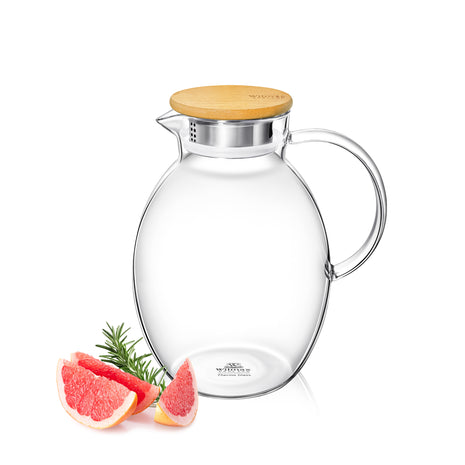 Carafa Termorezistenta din Sticla Borosilicata cu Capac din Bambus, 2400 ml