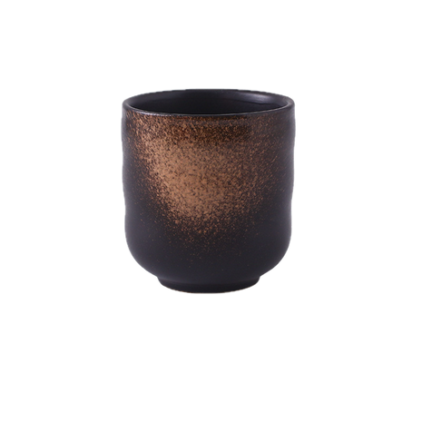 Cana Ceramica Japoneza, Negru cu Maro Ocru, 350 ml