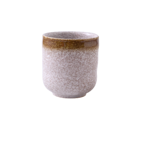 Cana Ceramica Japoneza, Alb cu Maro Cald, 350 ml