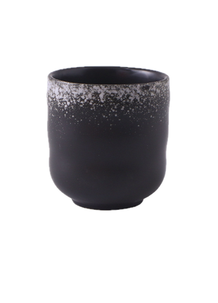 Cana Ceramica Japoneza, Negru cu Alb Prafuit, 350 ml
