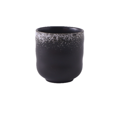 Cana Ceramica Japoneza, Negru cu Alb Prafuit, 350 ml