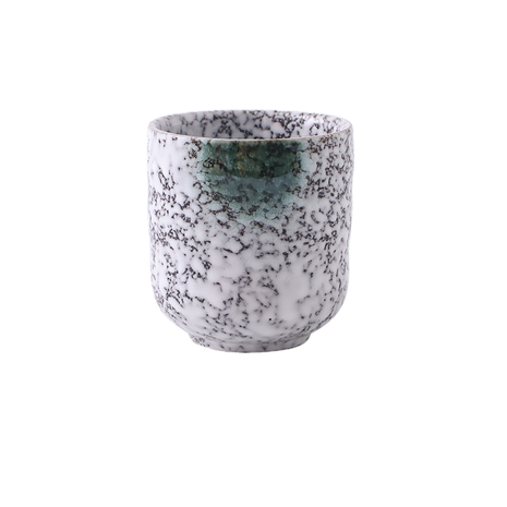 Cana Ceramica Japoneza, Alb cu Verde, 350 ml