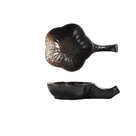 Sosiera Japoneza cu Maner, Negru cu Accente Bronz, 11cm