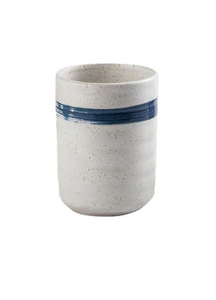 Cana Ceramica Japoneza, Alb cu Dunga Albastra, 280 ml