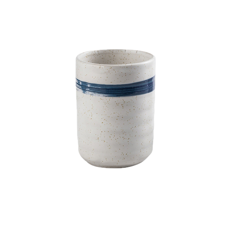 Cana Ceramica Japoneza, Alb cu Dunga Albastra, 280 ml