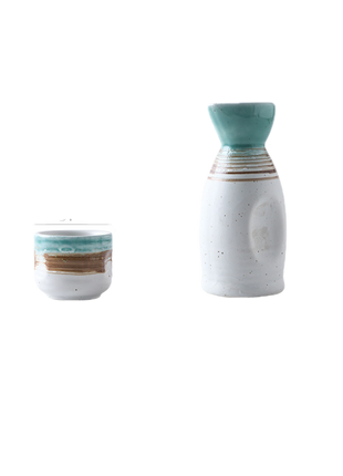 Set Sake Ceramic, Verde Pastel si Tus
