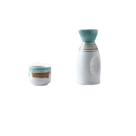 Set Sake Ceramic, Verde Pastel si Tus
