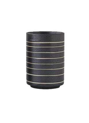 Cana Ceramica Japoneza, Neagra cu dungi albe, 300ml