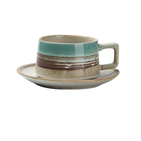 Set Ceasca Cafea cu Farfurioara, Verde Pastel, 220 ml